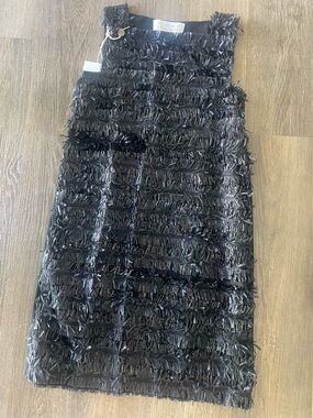 Black Fringe Midi Skirt gianluca capannolo